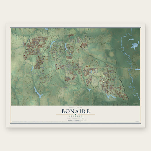 Bonaire, Georgia map print, the full design