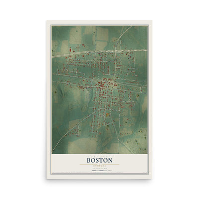 Boston, Georgia map print, 12" x 18" Archival Matte Print mockup