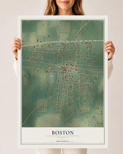 Boston, Georgia map print, 24" x 36" Archival Matte Print mockup