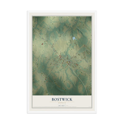 Bostwick, Georgia map print, 12" x 18" W/ White Ayous Wood Frame mockup