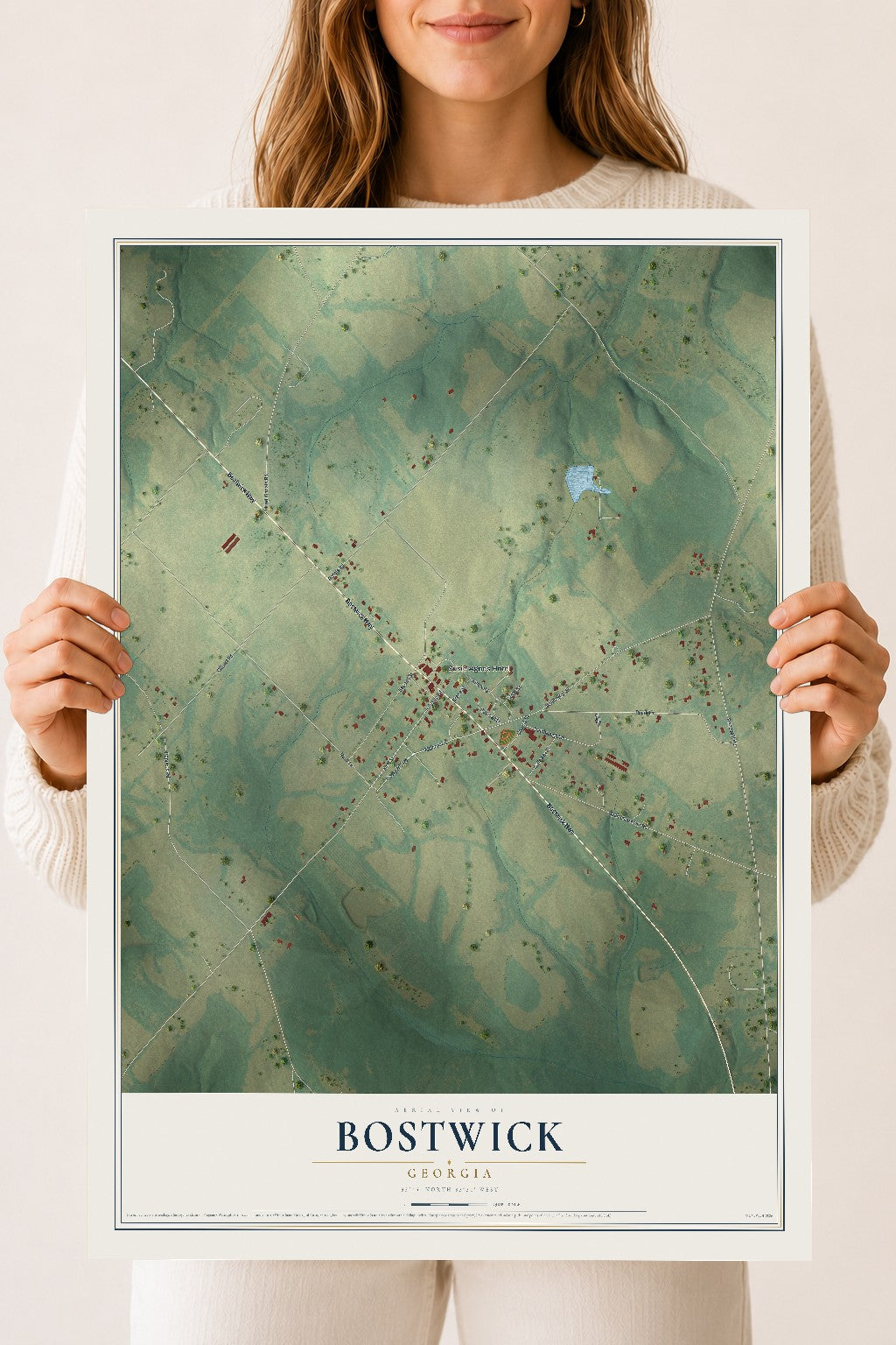 Bostwick, Georgia map print, 18" x 24" Archival Matte Print mockup