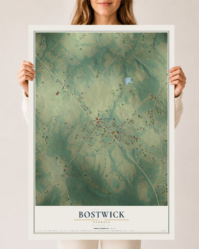 Bostwick, Georgia map print, 24" x 36" Archival Matte Print mockup