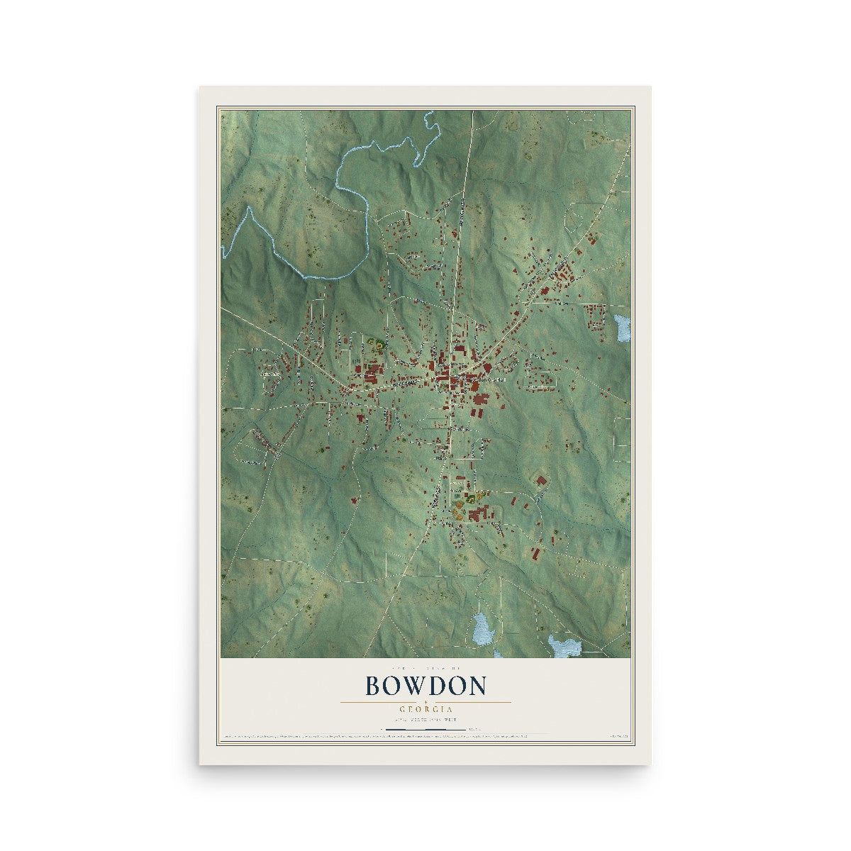 Bowdon, Georgia map print, 12" x 18" Archival Matte Print mockup