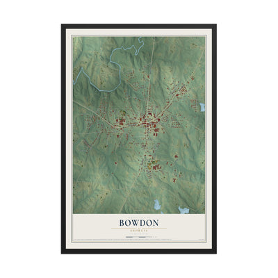 Bowdon, Georgia map print, 12" x 18" W/ Black Ayous Wood Frame mockup