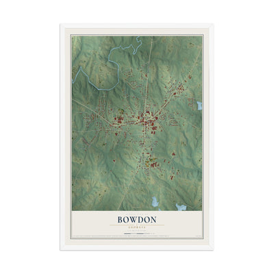 Bowdon, Georgia map print, 12" x 18" W/ White Ayous Wood Frame mockup