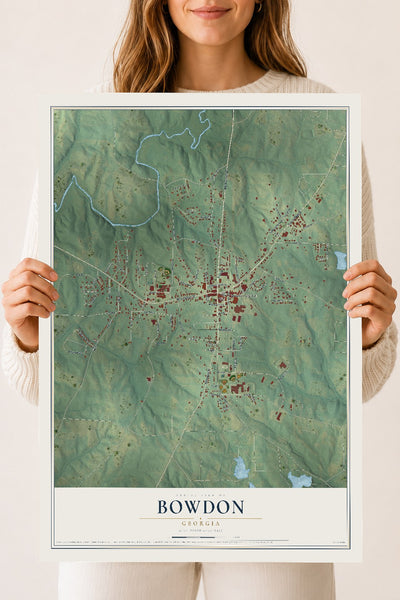 Bowdon, Georgia map print, 18" x 24" Archival Matte Print mockup