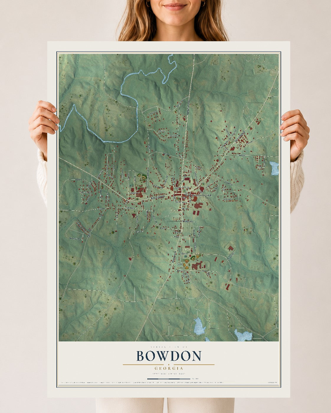 Bowdon, Georgia map print, 24" x 36" Archival Matte Print mockup