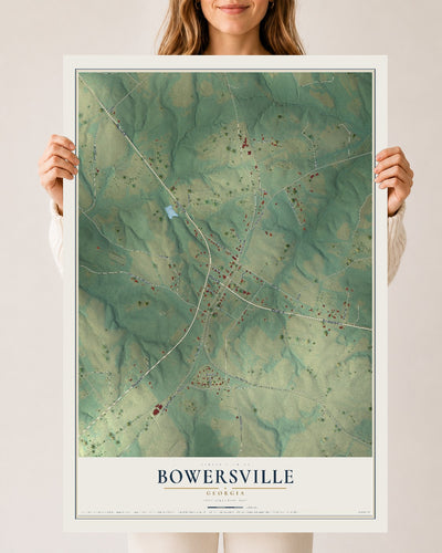 Bowersville, Georgia map print, 24" x 36" Archival Matte Print mockup