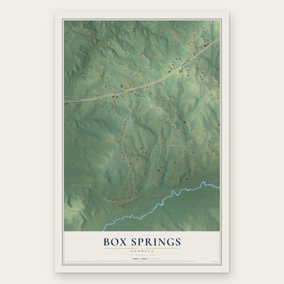 Box Springs, Georgia map print, the full design