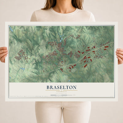Braselton, Georgia map print, 18" x 24" Archival Matte Print mockup