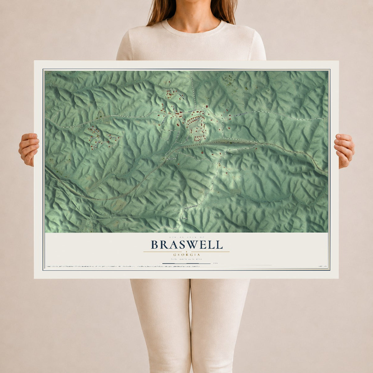 Braswell, Georgia map print, 24" x 36" Archival Matte Print mockup