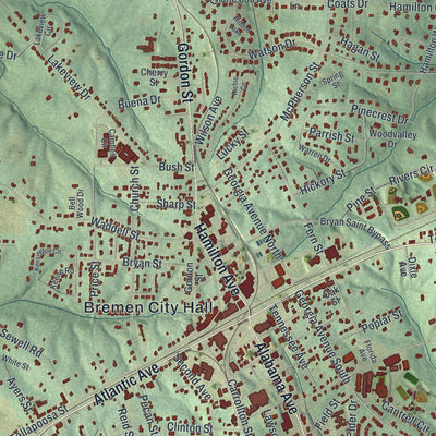 Close-up 1 of the Bremen, Georgia map artwork