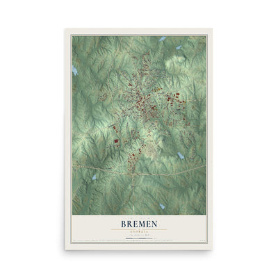 Bremen, Georgia map print, 12" x 18" Archival Matte Print mockup