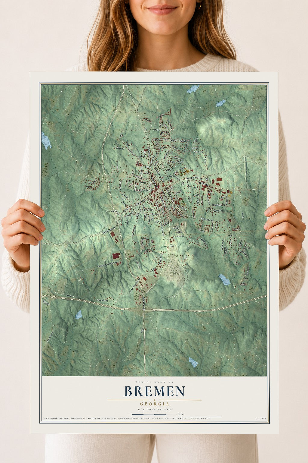 Bremen, Georgia map print, 18" x 24" Archival Matte Print mockup