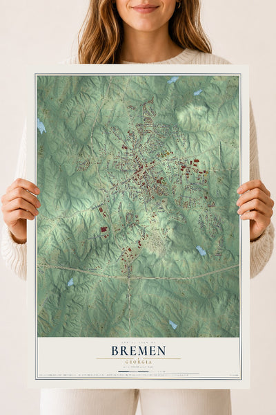 Bremen, Georgia map print, 18" x 24" Archival Matte Print mockup