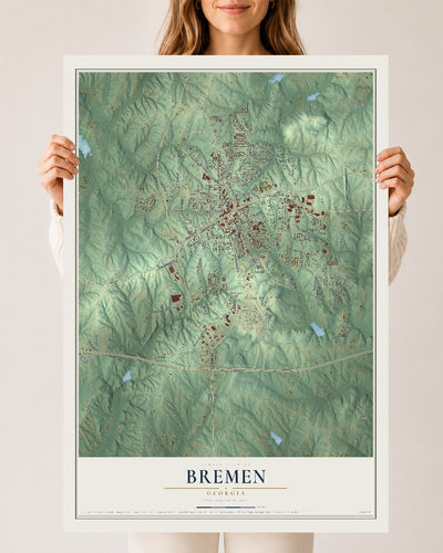 Bremen, Georgia map print, 24" x 36" Archival Matte Print mockup