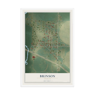Brinson, Georgia map print, 12" x 18" W/ White Ayous Wood Frame mockup