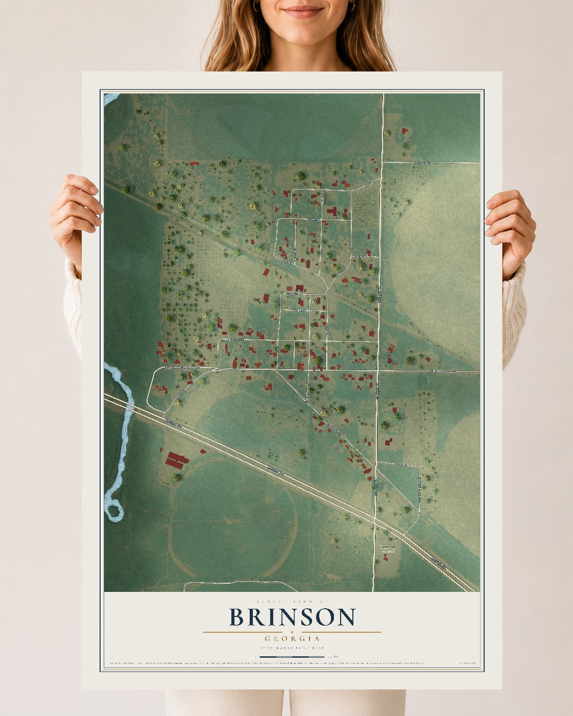 Brinson, Georgia map print, 24" x 36" Archival Matte Print mockup