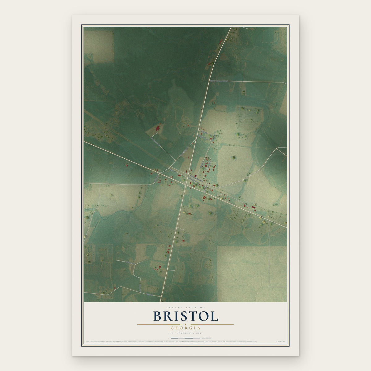 Bristol, Georgia map print, the full design