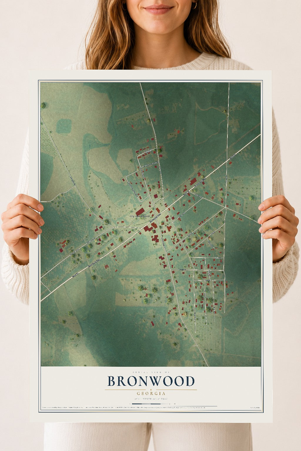 Bronwood, Georgia map print, 18" x 24" Archival Matte Print mockup