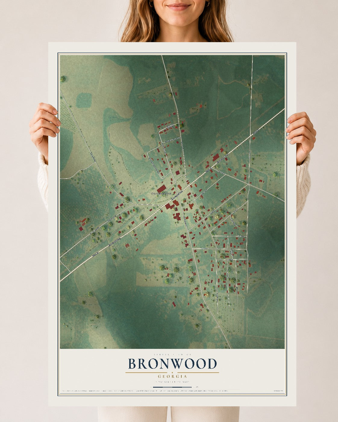 Bronwood, Georgia map print, 24" x 36" Archival Matte Print mockup