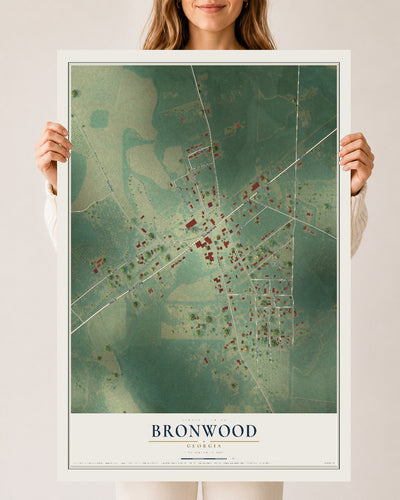Bronwood, Georgia map print, 24" x 36" Archival Matte Print mockup