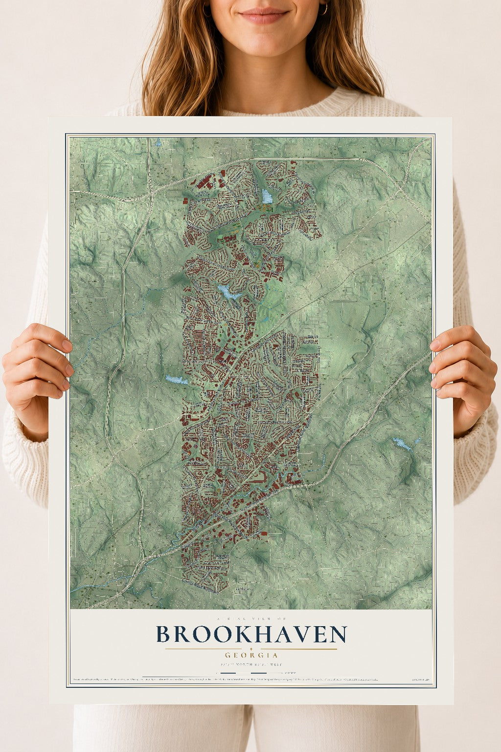 Brookhaven, Georgia map print, 18" x 24" Archival Matte Print mockup