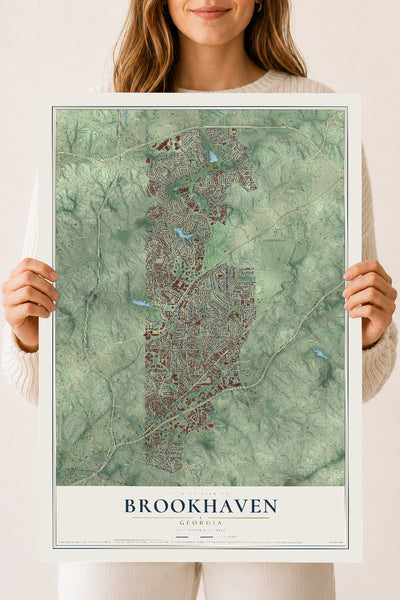 Brookhaven, Georgia map print, 18" x 24" Archival Matte Print mockup