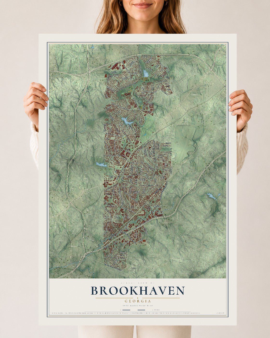 Brookhaven, Georgia map print, 24" x 36" Archival Matte Print mockup