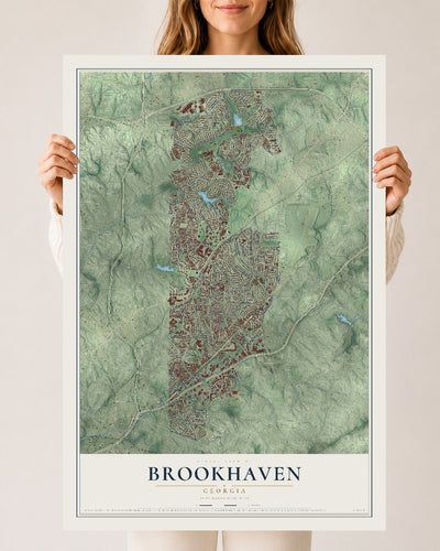 Brookhaven, Georgia map print, 24" x 36" Archival Matte Print mockup