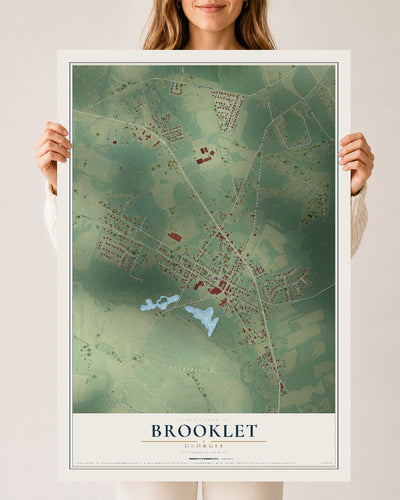 Brooklet, Georgia map print, 24" x 36" Archival Matte Print mockup