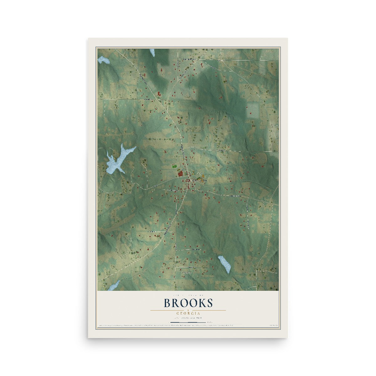 Brooks, Georgia map print, 12" x 18" Archival Matte Print mockup