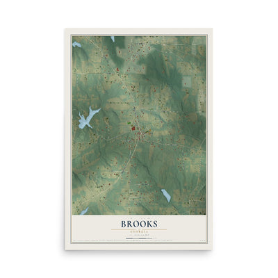 Brooks, Georgia map print, 12" x 18" Archival Matte Print mockup