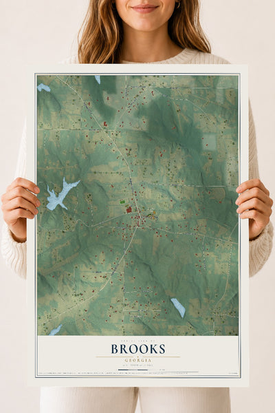 Brooks, Georgia map print, 18" x 24" Archival Matte Print mockup