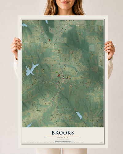 Brooks, Georgia map print, 24" x 36" Archival Matte Print mockup