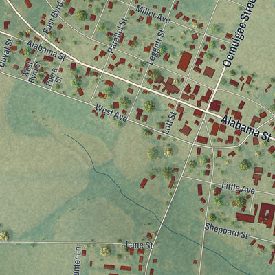 Close-up 1 of the Broxton, Georgia map artwork