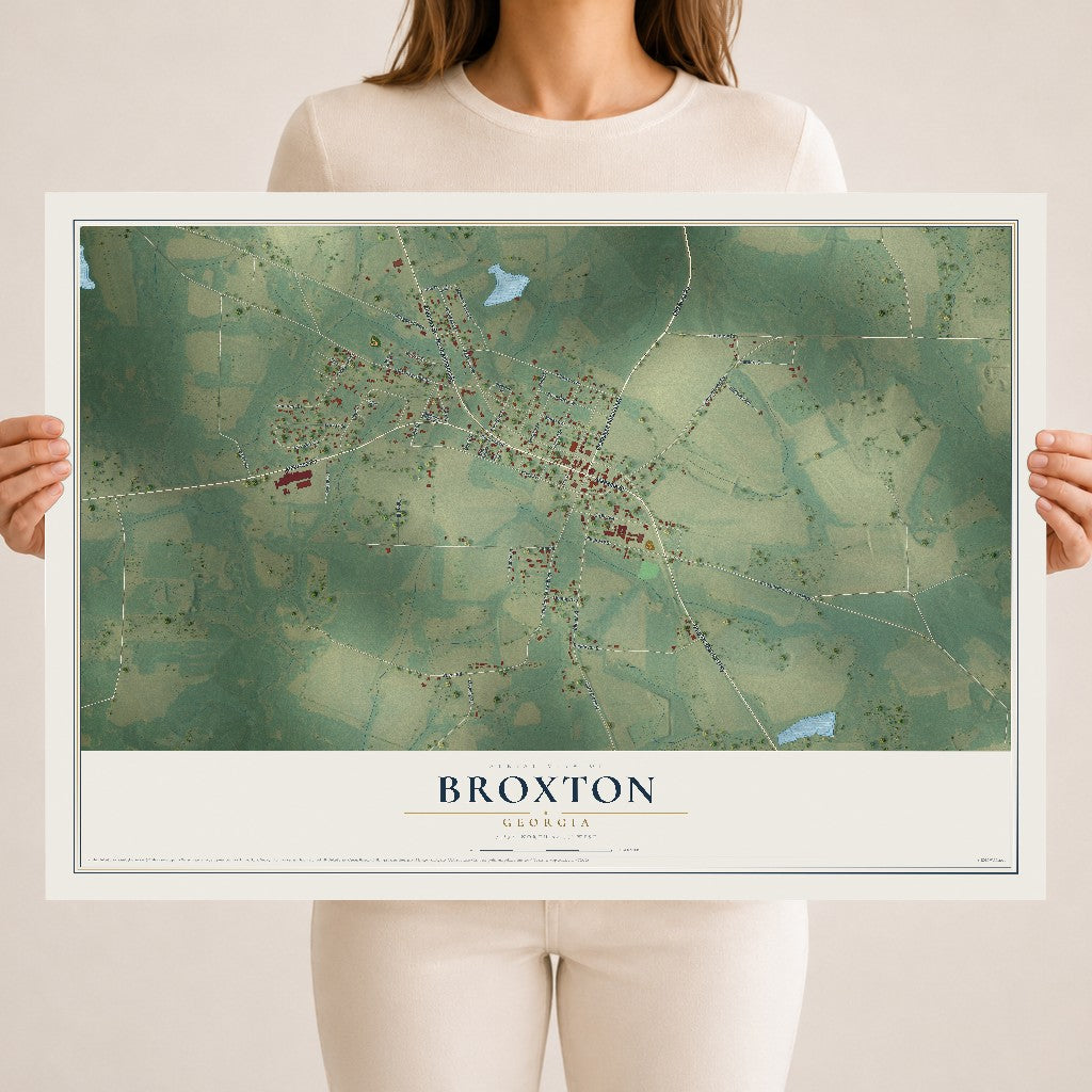 Broxton, Georgia map print, 18" x 24" Archival Matte Print mockup
