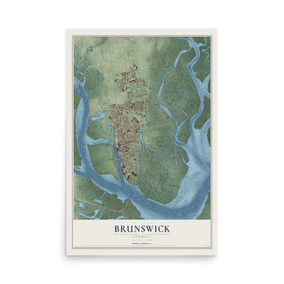 Brunswick, Georgia map print, 12" x 18" Archival Matte Print mockup