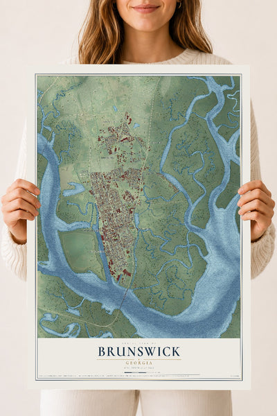 Brunswick, Georgia map print, 18" x 24" Archival Matte Print mockup