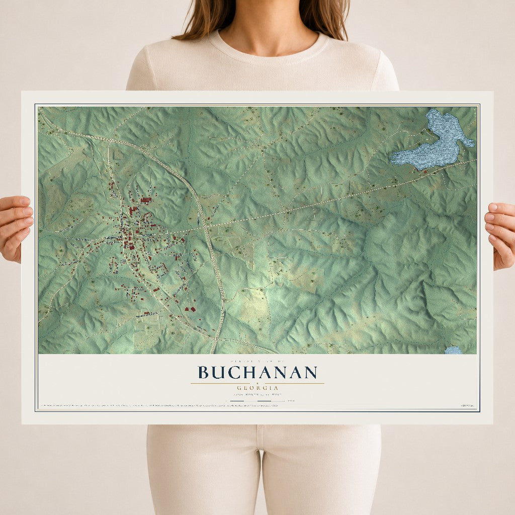 Buchanan, Georgia map print, 18" x 24" Archival Matte Print mockup