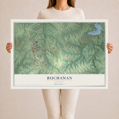 Buchanan, Georgia map print, 24" x 36" Archival Matte Print mockup