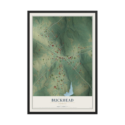 Buckhead, Georgia map print, 12" x 18" W/ Black Ayous Wood Frame mockup