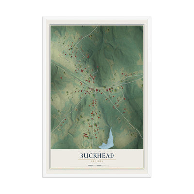 Buckhead, Georgia map print, 12" x 18" W/ White Ayous Wood Frame mockup