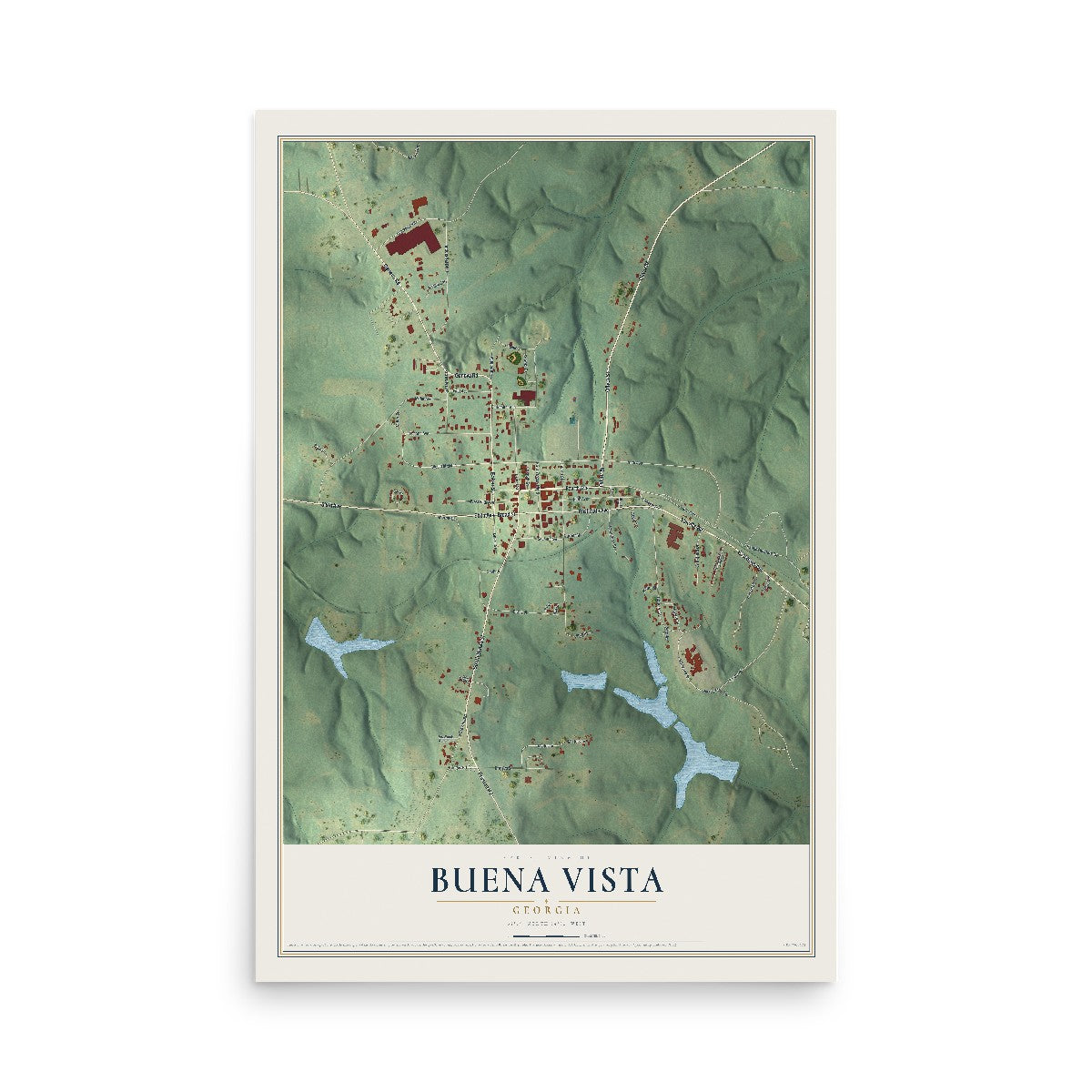 Buena Vista, Georgia map print, 12" x 18" Archival Matte Print mockup