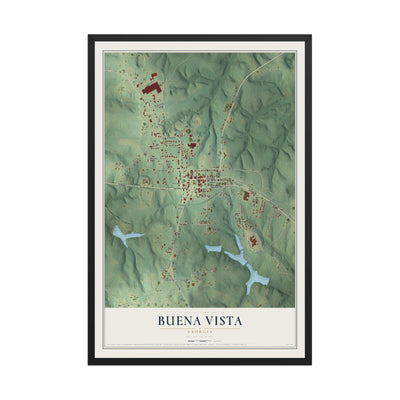 Buena Vista, Georgia map print, 12" x 18" W/ Black Ayous Wood Frame mockup