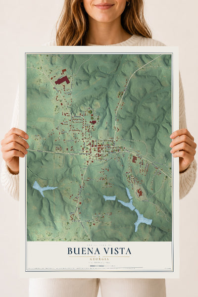 Buena Vista, Georgia map print, 18" x 24" Archival Matte Print mockup