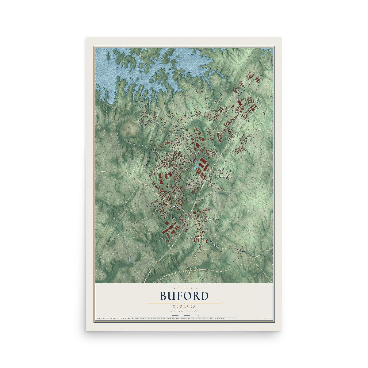 Buford, Georgia map print, 12" x 18" Archival Matte Print mockup