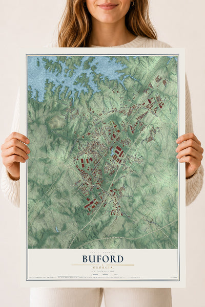Buford, Georgia map print, 18" x 24" Archival Matte Print mockup