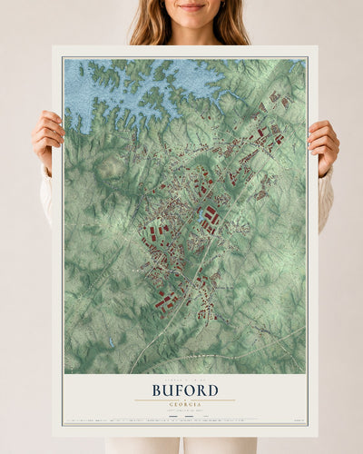 Buford, Georgia map print, 24" x 36" Archival Matte Print mockup