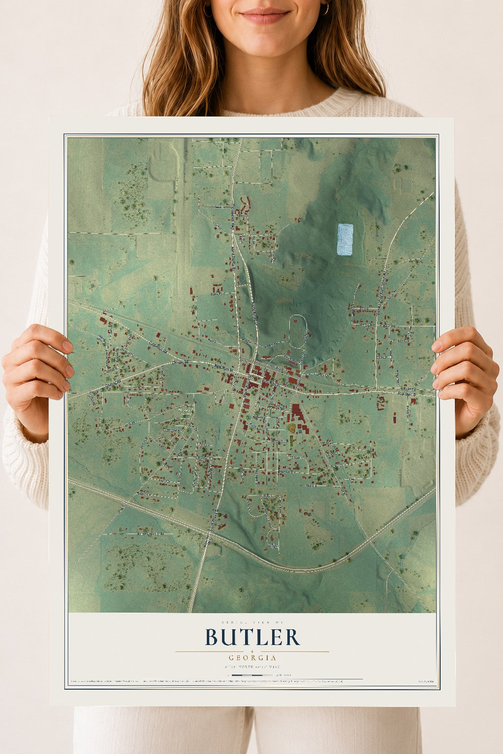 Butler, Georgia map print, 18" x 24" Archival Matte Print mockup